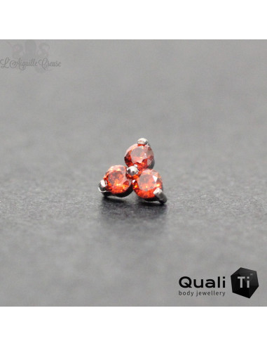 Trio 'Garnet' QualiTi en titane & zircons - pour 1 ou 1.2 mm