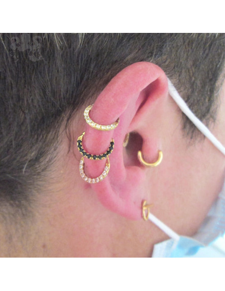 Anneau articulé en or jaune 18 carats & Swarovski