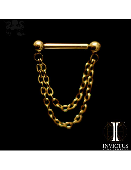 Bijou en titane pvd gold Invictus  double chainette- threadless