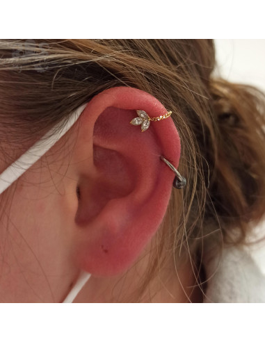 Accessoire en or jaune 18 carats orné d'un cristal Swarovski Threadless