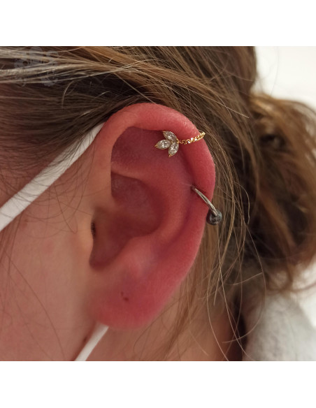 Accessoire en or jaune 18 carats orné d'un cristal Swarovski Threadless