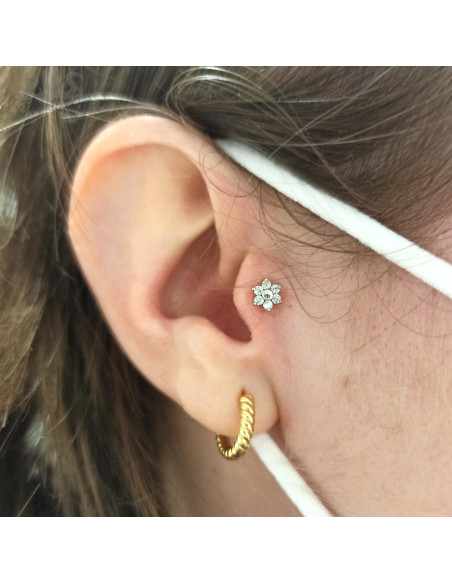 Zircons Fleur en or blanc 14 carats