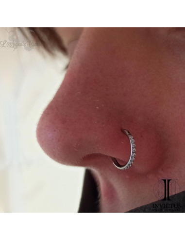 Anneau segmenté en titane Invictus et zircons, ouverture facile -pour 1 mm