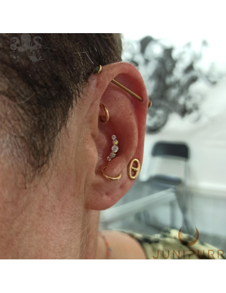 Accessoire en or rose 14 carats, zircons et opales synthétiques, Threadless Junipurr