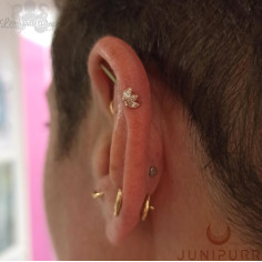 Triple marquise & cristaux Swarovski griffé d'or rose 14 carats Threadless Junipurr 2