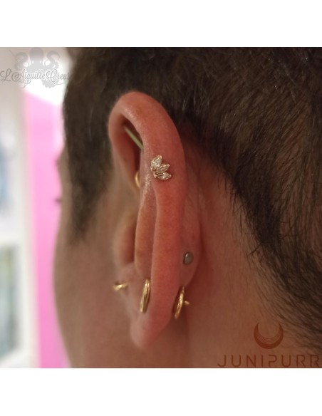 Triple marquise & cristaux Swarovski griffé d'or rose 14 carats Threadless Junipurr