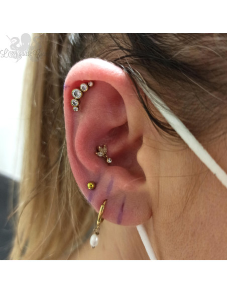 Accessoire trio de marquises et son pendentif en Or 18 carats et cristaux Swarovski, pour bijou en 1 ou 1.2 mm