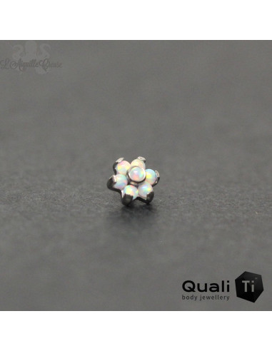 Fleur QualiTi en titane & opales synthétiques - 4 mm pour 1 ou 1.2 mm
