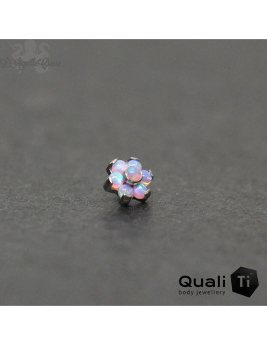 Fleur QualiTi en titane & opales synthétiques - 4 mm pour 1 ou 1.2 mm