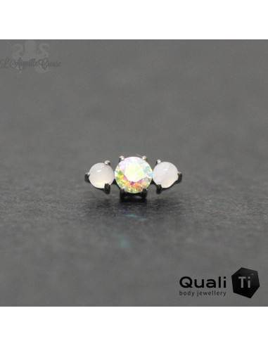 Accessoire QualiTi en titane, pierres de lune & zircon - pour 1 ou 1.2 mm