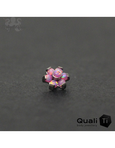 Fleur QualiTi en titane & opales synthétiques - 5 mm pour 1.2 mm
