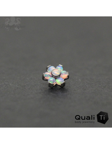 Fleur QualiTi en titane & opales synthétiques - 5 mm pour 1.2 mm