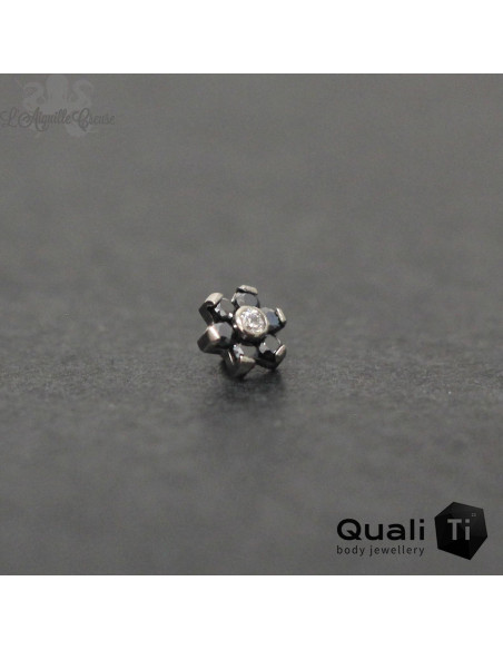 Fleur QualiTi en titane & zircons - 5 mm pour 1.6 mm