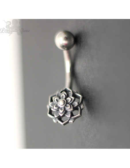 Bijou de nombril Fleur en argent 925