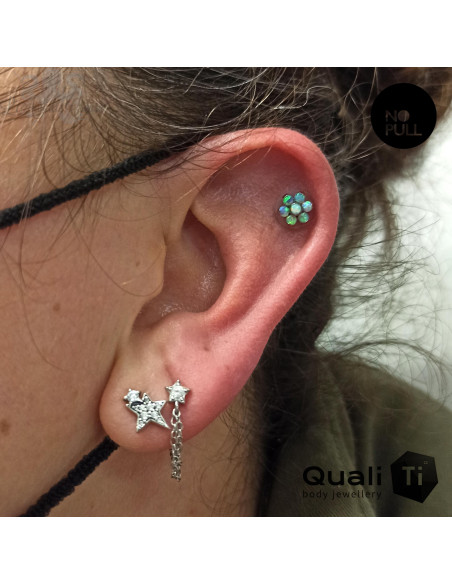 Fleur QualiTi en titane & opales synthétiques - 6.7 mm pour 1.2 mm