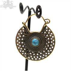 Paire de boucles d'oreilles en bronze et pierre fine 2