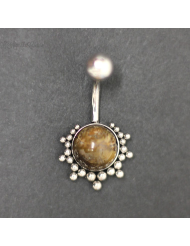 Bijou de nombril en acier 316L et pierre fine