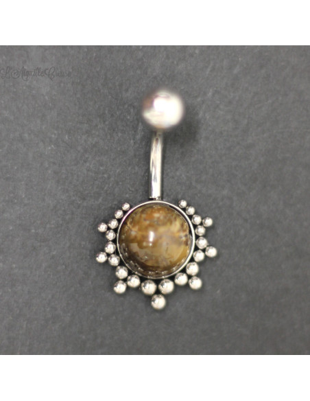 Bijou de nombril en acier 316L et pierre fine