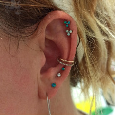 Anneau double segmenté pvd or rose orné de cristaux swarovski, ouverture facile 2