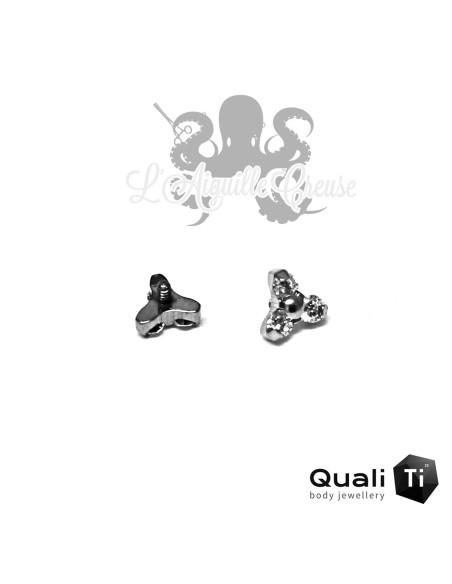 Accessoire QualiTi en titane & Mini trio de zircons - pour 1,6 mm