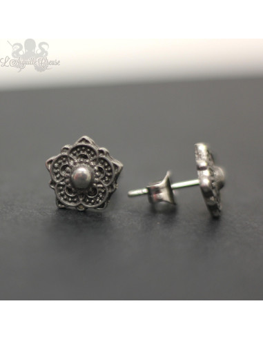 Paire de boucles d'oreilles Atome en bronze blanc