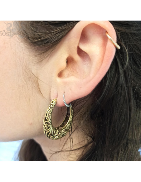 Paire de boucles d'oreilles en bronze.