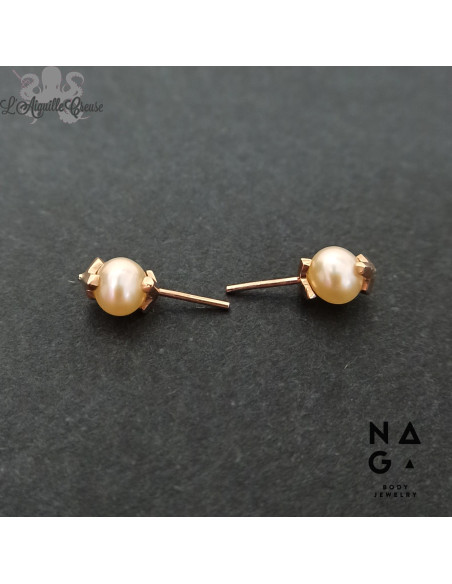 Paire d'accessoires perles et or jaune 18 carats  threadless - NAGA BODY JEWELRY