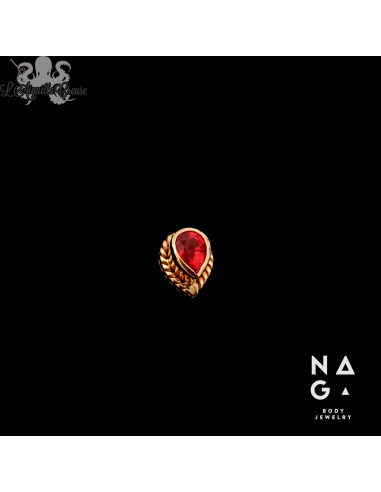 Saphir rouge et or rose 18 carats  threadless - NAGA BODY JEWELRY