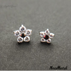 Fleur en titane ornée de Zircons cubiques, Threadless - Neometal 2