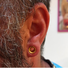 Tunnel en acier chirurgical plaqué or 14 carats 2