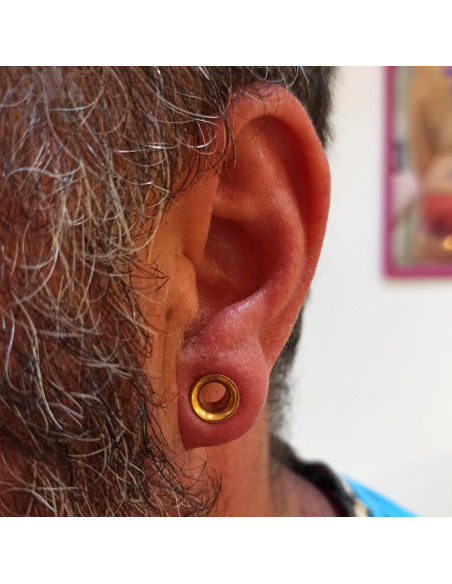 Tunnel en acier chirurgical plaqué or 14 carats