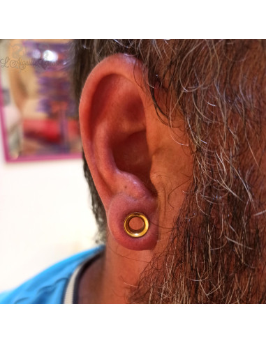 Tunnel en acier chirurgical plaqué or 14 carats