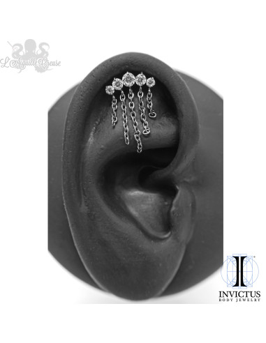 Cluster Invictus en titane, zircons premiums et chainettes - pour 1.2 mm