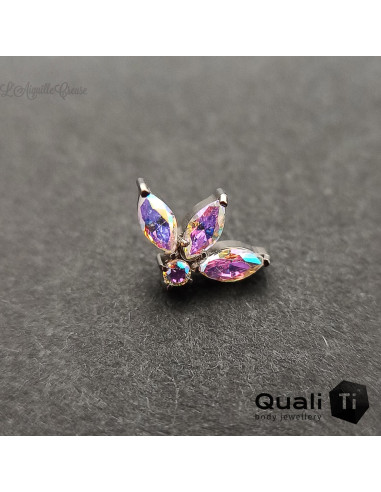 Fleur de lys QualiTi en titane et zircons premiums, pour 1 ou 1.2 mm