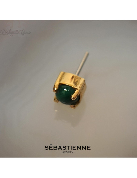 Benoit en or jaune 18 carats et malachite naturelle Threadless - Sébastienne