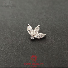 Marquise 3 pétales Tsar Jewelery en or blanc 14 carats et zircons - pour 1.2 mm