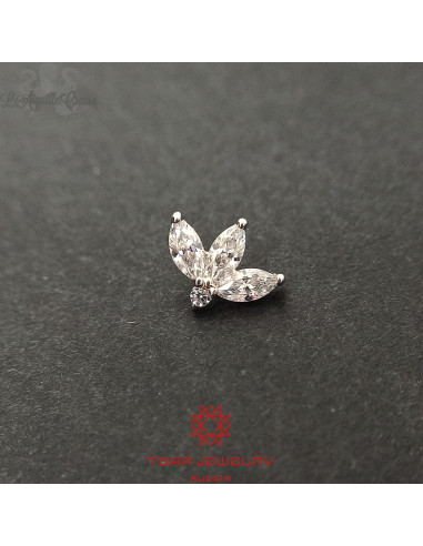 Marquise 3 pétales Tsar Jewelery en or blanc 14 carats et zircons - pour 1.2 mm