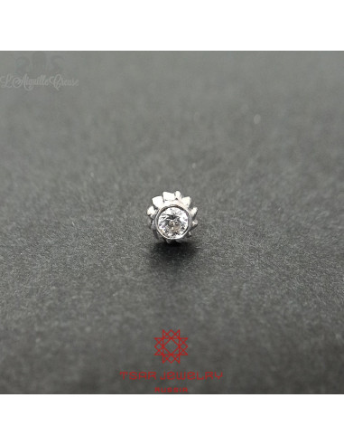 Accessoire Tsar Jewelry en or blanc 14 carats et zircon, Threadless