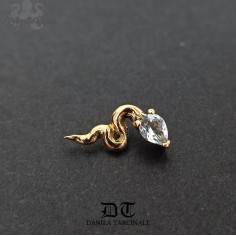 Accessoire "Demon Snake" Danila Tarcinale en or jaune 18 carats et aquamarine pour 1.2 mm