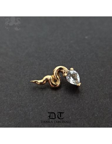 Accessoire "Demon Snake" Danila Tarcinale en or jaune 18 carats et aquamarine pour 1.2 mm