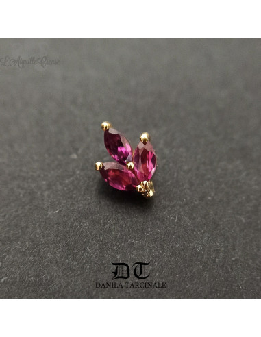 Accessoire "Louis" Danila Tarcinale en or jaune 18 carats et grenat rhodolite pour 1.2 mm