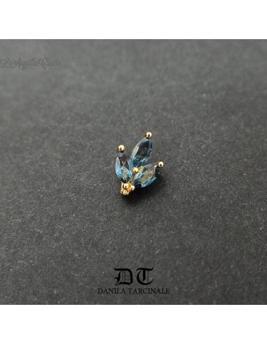 Accessoire "Louis" Danila Tarcinale en or jaune 18 carats et topaze bleue pour 1.2 mm