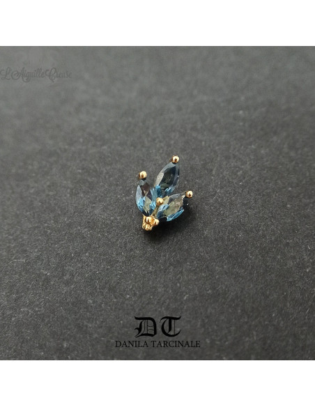 Accessoire "Louis" Danila Tarcinale en or jaune 18 carats et topaze bleue pour 1.2 mm