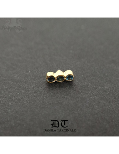 Accessoire triplette Danila Tarcinale en or jaune 18 carats et topaze bleue pour 1.2 mm