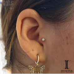 Demie bille Invictus en titane pvd gold et zircon premium - pour 1.2 mm 2