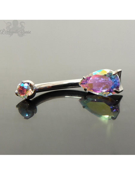 Bijou de nombril Zircon Poire QualiTi en Titane implantable