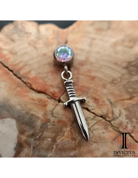 Dague Invictus en titane et zircon premium - threadless