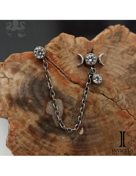 Chainette Invictus en titane et zircons premiums - threadless