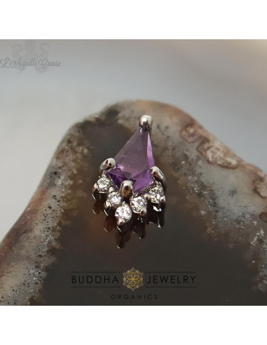 Accessoire 'Noble' zircons et améthyste, or blanc 14 carats - Buddha