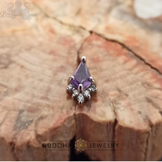 Accessoire 'Noble' zircons et améthyste, or blanc 14 carats - Buddha 2